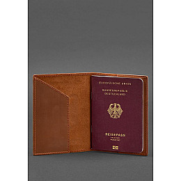 Кожаная обложка для паспорта с гербом Германии светло-коричневая Crazy Horse BlankNote