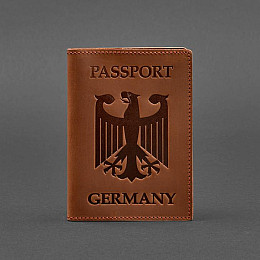 Кожаная обложка для паспорта с гербом Германии светло-коричневая Crazy Horse BlankNote
