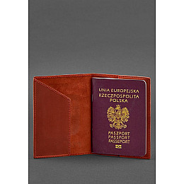 Кожаная обложка для паспорта с польским гербом коралл Crazy Horse BlankNote