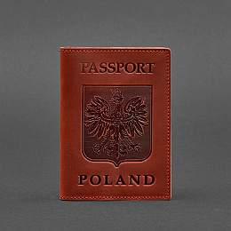 Кожаная обложка для паспорта с польским гербом коралл Crazy Horse BlankNote