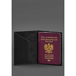 Кожаная обложка для паспорта с польским гербом черная Crazy Horse BlankNote
