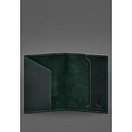 Кожаная обложка для паспорта с польским гербом зеленая Crazy Horse BlankNote