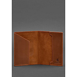 Кожаная обложка для паспорта с польским гербом светло-коричневая Crazy Horse BlankNote