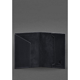 Кожаная обложка для паспорта с польским гербом темно-синяя Crazy Horse BlankNote