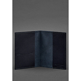 Кожаная обложка для паспорта и военного билета 1.2 синяя Краст BlankNote