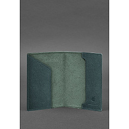 Кожаная обложка для военного билета 7.0 зеленая BlankNote