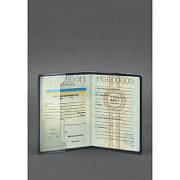 Кожаная обложка для военного билета 7.0 темно-синяя BlankNote