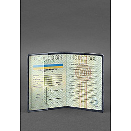 Кожаная обложка для военного билета 7.0 темно-синяя Crazy Horse BlankNote