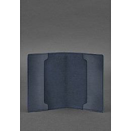 Кожаная обложка для военного билета офицера запаса 8.0 темно-синяя BlankNote