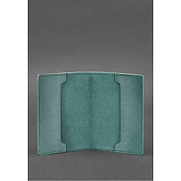 Кожаная обложка для военного билета офицера запаса 8.0 зеленая BlankNote