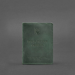 Кожаная обложка для удостоверения офицера 9.0 зеленая Crazy Horse BlankNote