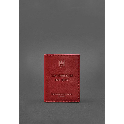 Кожаная обложка для удостоверения офицера 9.0 красная BlankNote