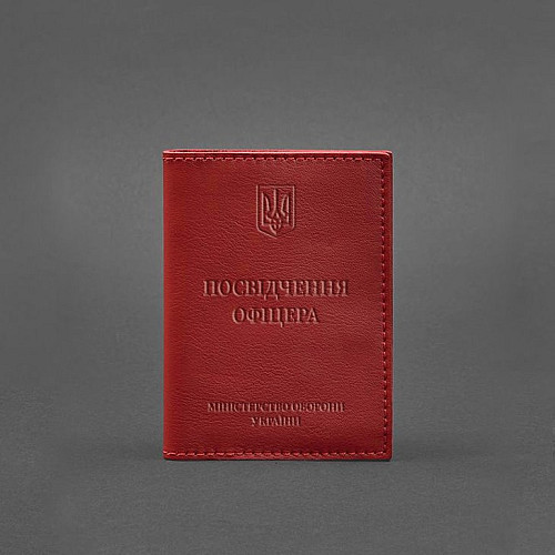 Кожаная обложка для удостоверения офицера 9.0 красная BlankNote