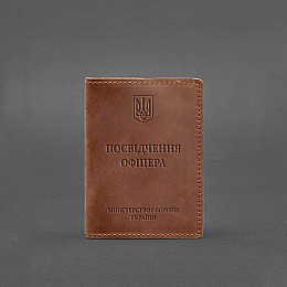 Кожаная обложка для удостоверения офицера 9.0 светло-коричневая Crazy Horse BlankNote