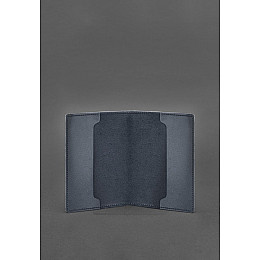 Кожаная обложка для удостоверения офицера 9.0 темно-синяя BlankNote