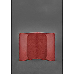 Кожаная обложка для служебного удостоверения военнослужащего Госспецсвязи красная BlankNote