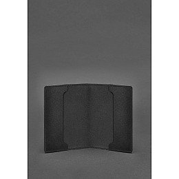 Кожаная обложка для служебного удостоверения военнослужащего Госспецсвязи Черная BlankNote