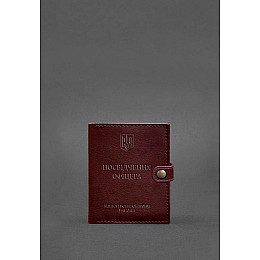 Кожаная обложка-портмоне для удостоверения офицера 11.0 бордовая BlankNote