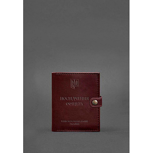 Кожаная обложка-портмоне для удостоверения офицера 11.0 бордовая BlankNote