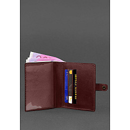 Кожаная обложка-портмоне для удостоверения офицера 11.0 бордовая BlankNote