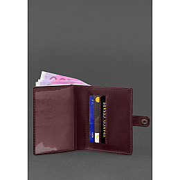 Кожаная обложка-портмоне для удостоверения офицера 11.0 бордовая Crazy Horse BlankNote