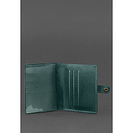 Кожаная обложка-портмоне для удостоверения офицера 11.0 зеленая BlankNote