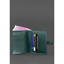 Кожаная обложка-портмоне для удостоверения офицера 11.0 зеленая BlankNote