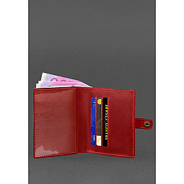 Кожаная обложка-портмоне для удостоверения офицера 11.0 красная BlankNote