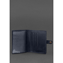 Кожаная обложка-портмоне для удостоверения офицера 11.0 темно-синяя BlankNote