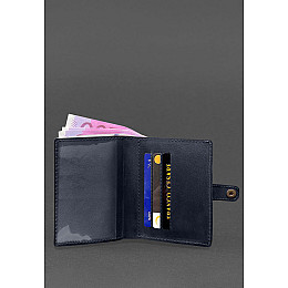 Кожаная обложка-портмоне для удостоверения офицера 11.0 темно-синяя BlankNote