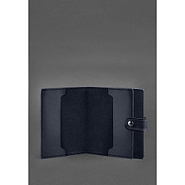 Кожаная обложка-портмоне для удостоверения офицера 11.0 темно-синяя Crazy Horse BlankNote