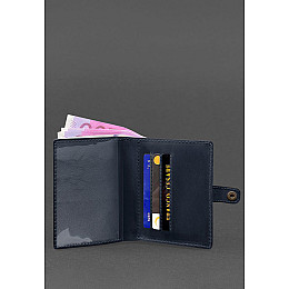 Кожаная обложка-портмоне для удостоверения офицера 11.0 темно-синяя Crazy Horse BlankNote