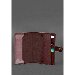 Кожаная обложка-портмоне для военного билета 15.0 бордовая BlankNote