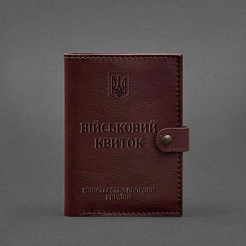 Шкіряна обкладинка-портмоне для військового квитка 15.0 зелена BlankNote