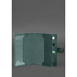 Кожаная обложка-портмоне для военного билета 15.0 зеленая BlankNote