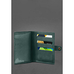 Кожаная обложка-портмоне для военного билета 15.0 зеленая BlankNote