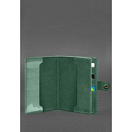 Кожаная обложка-портмоне для военного билета 15.0 зеленая Crazy Horse BlankNote
