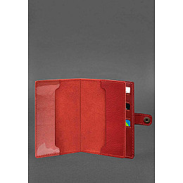 Кожаная обложка-портмоне для военного билета 15.0 красная BlankNote