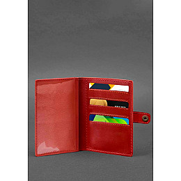 Кожаная обложка-портмоне для военного билета 15.0 красная BlankNote