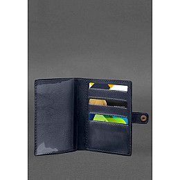 Кожаная обложка-портмоне для военного билета 15.0 темно-синяя BlankNote