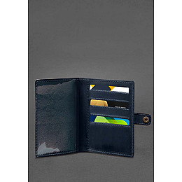 Кожаная обложка-портмоне для военного билета 15.0 темно-синяя Crazy Horse BlankNote