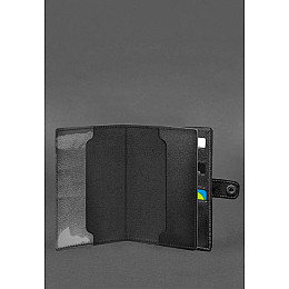 Кожаная обложка-портмоне для военного билета 15.0 Черная BlankNote