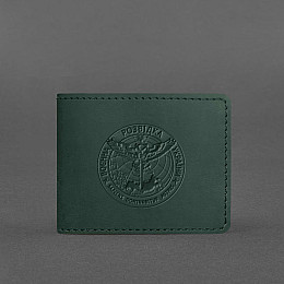 Кожаная обложка на удостоверение Главного управления разведки (ГУР) зеленая Crazy Horse BlankNote