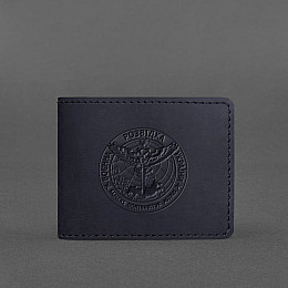 Кожаная обложка на удостоверение Главного управления разведки (ГУР) темно-синяя Crazy Horse BlankNote