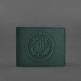 Кожаная обложка на удостоверение Морской охраны зеленая Crazy Horse BlankNote