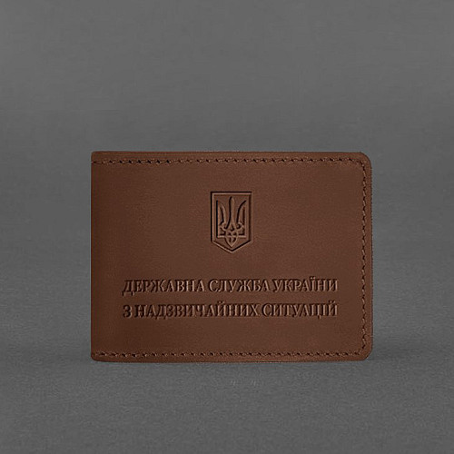 Кожаная обложка на удостоверение Государственной службы Украины по чрезвычайным ситуациям (ГСЧС) светло-коричневая Crazy Horse BlankNote