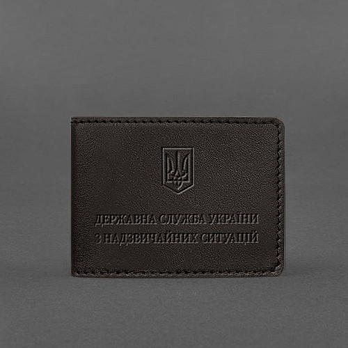 Кожаная обложка на удостоверение Государственной службы Украины по чрезвычайным ситуациям (ГСЧС) темно-коричневая BlankNote
