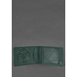 Кожаная обложка на удостоверение Государственной налоговой службы зеленая Crazy Horse BlankNote