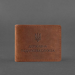 Кожаная обложка на удостоверение Государственной налоговой службы светло-коричневая Crazy Horse BlankNote