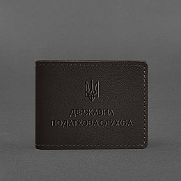 Кожаная обложка на удостоверение Государственной налоговой службы темно-коричневая BlankNote